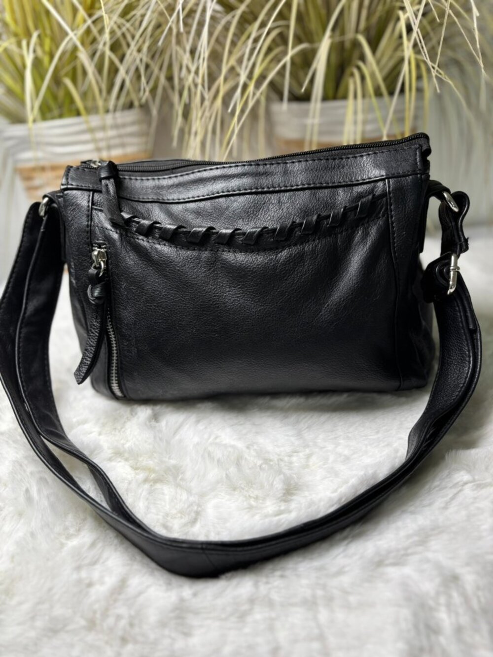 Great American Leatherworks Black Leather Crossbody Bag